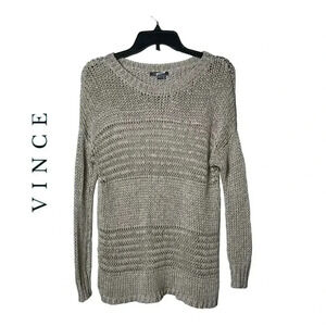 1557. VINCE LOOSE KNITTED LONG‎ SLEEVE TOP SIZE XSMALL BEIGE IN COLOR